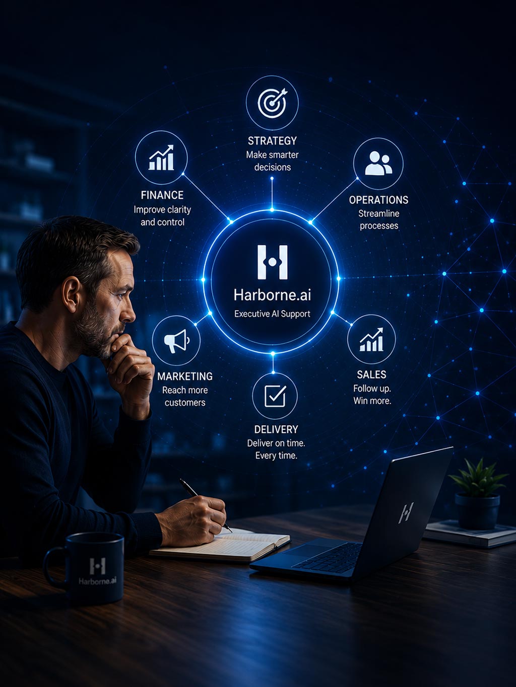 Illustration representing AI topics and structured business learning paths
